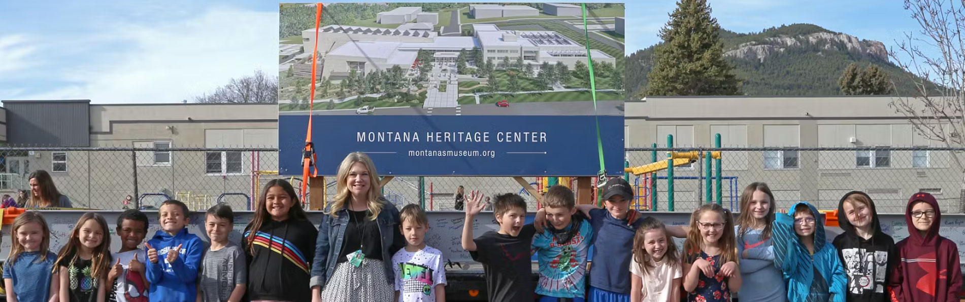 Students at the Montana Heritage Center Construction Site